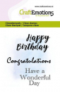 Craft Emotions Clear Stamps - Text Happy Birthday (EN)